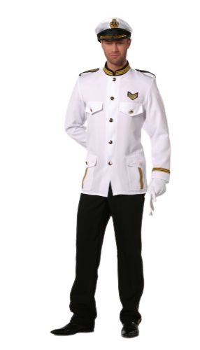 Kapitein wit zwart - Willaert, verkleedkledij, carnavalkledij, carnavaloutfit, feestkledij, Kapitein, matroos, navy